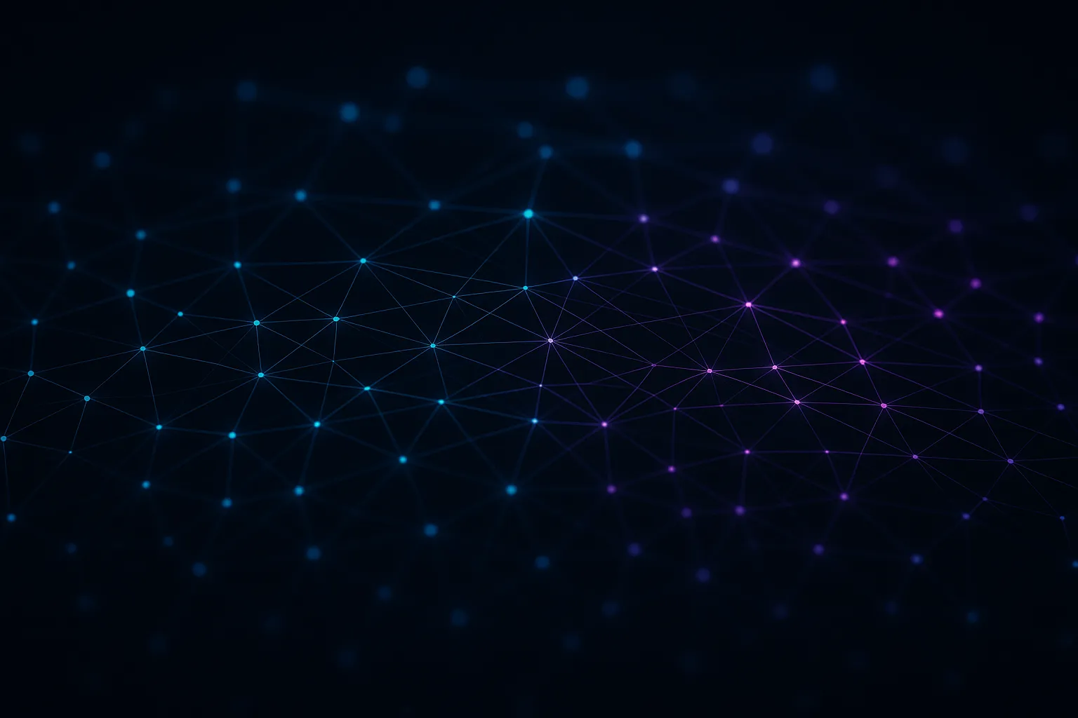 Abstract dark technology background with interconnected network nodes, digital connectivity visualization, glowing blue and purple lines forming a global network mesh, professional corporate tech aesthetic, no text, dark tone with bright accent colors