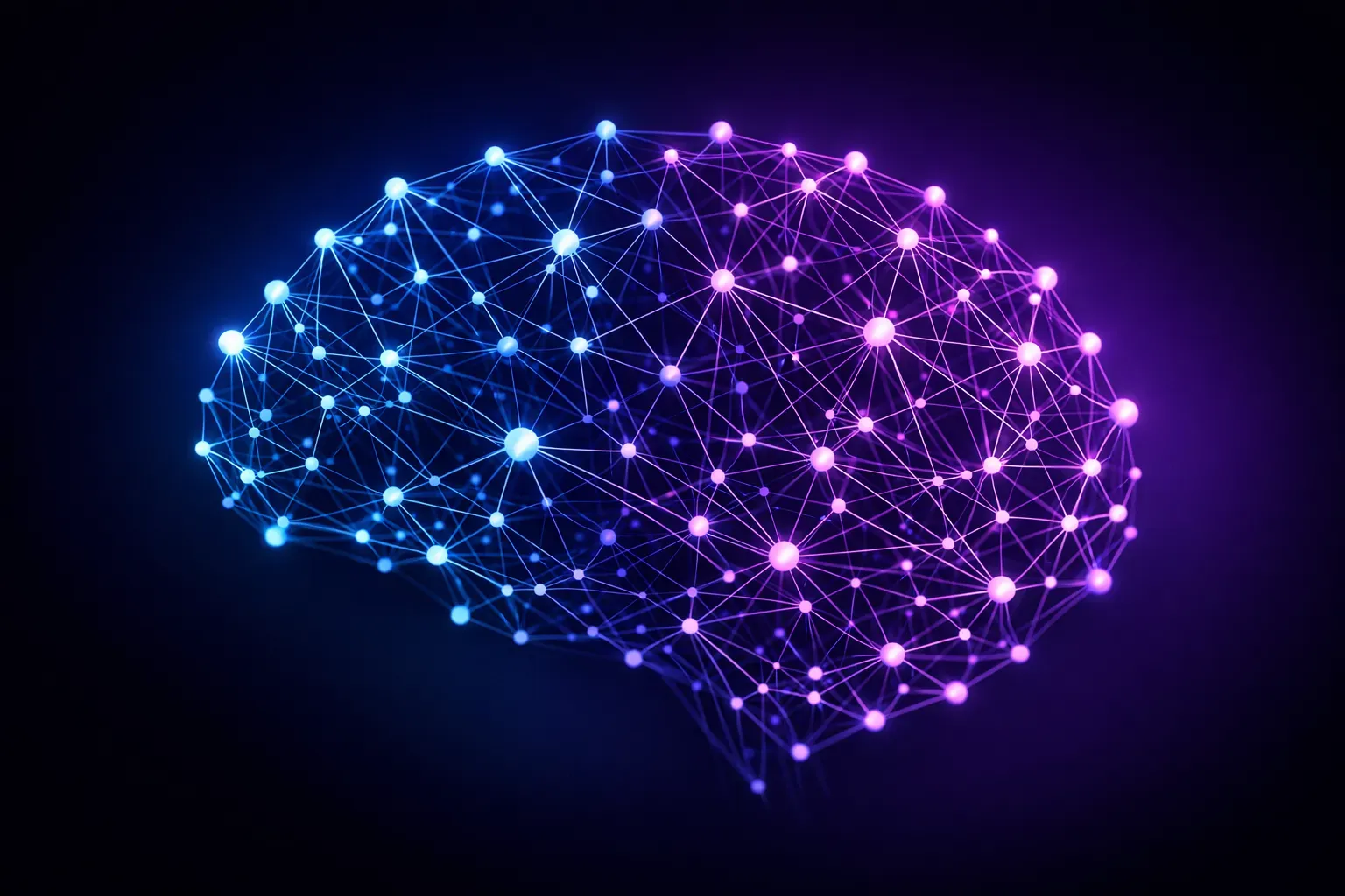 Abstract AI neural network visualization with glowing nodes