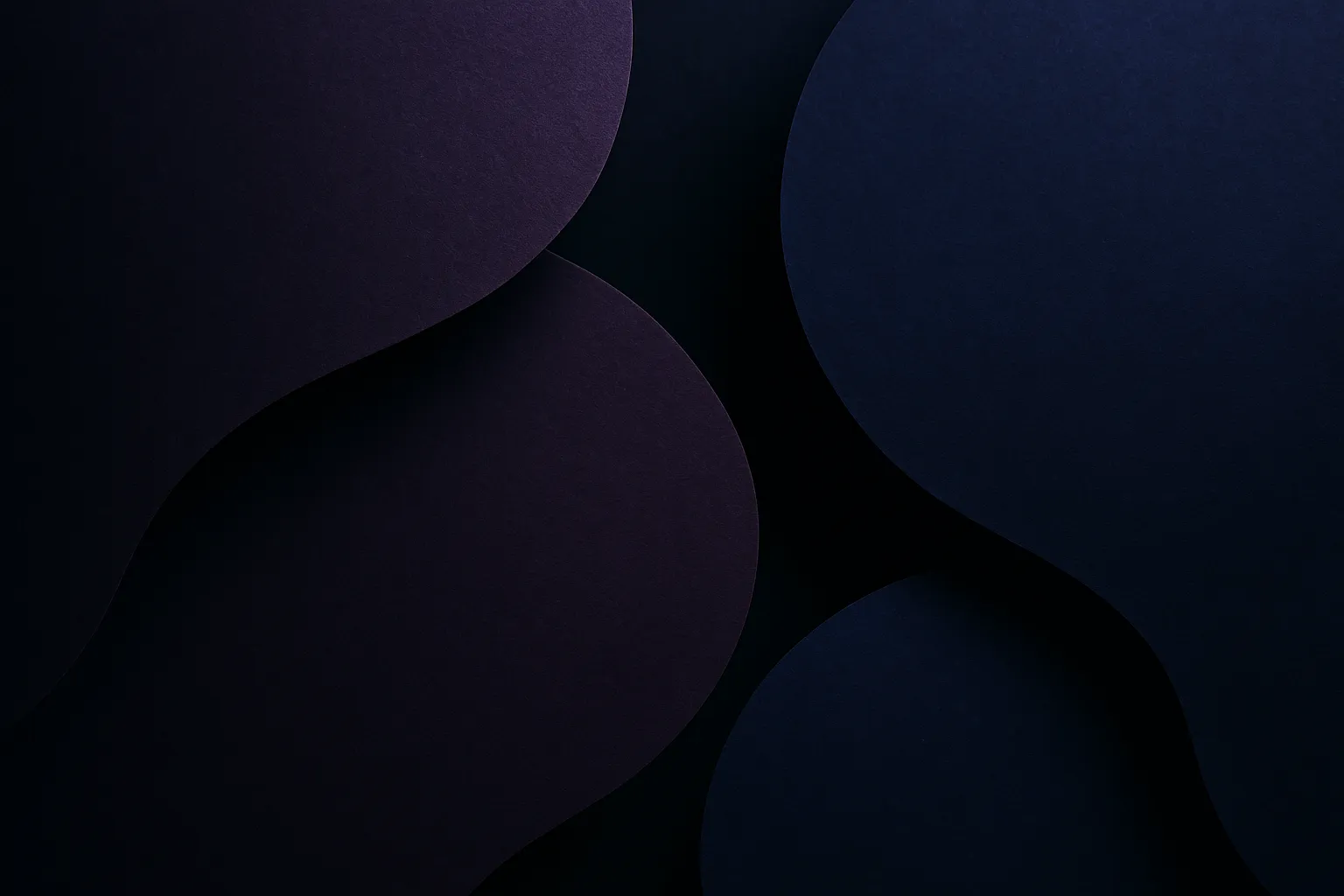 Big abstract shapes in darker purple and blue colors, dark tone, no text, modern and artistic style, suitable for website hero background